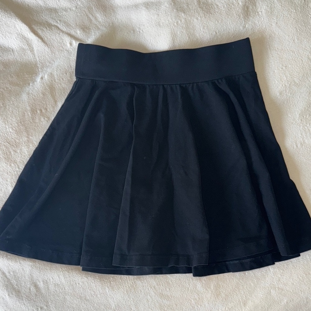 Nordstrom Black Mini Skater Skirt Pleated Casual